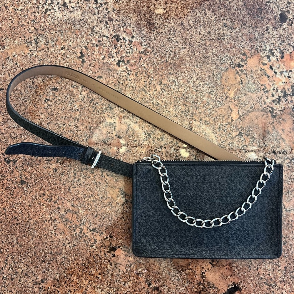 Michael Kors Black Crossbody/ Belt Bag with Chain Strap